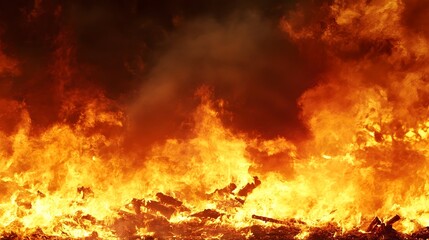 Poster - A powerful and intense wildfire rages across the landscape engulfing everything in its path with towering flames and thick billowing smoke  The fiery creates a dramatic and ominous scene