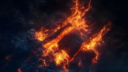 Poster - A powerful and terrifying inferno rages consuming structures in a dramatic display of fiery destruction and apocalyptic chaos  Flames and smoke billow engulfing the scene in a scorching