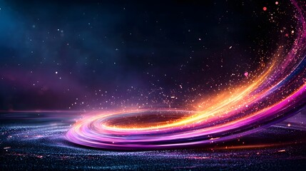 Poster - Captivating cosmic aurora swirling and dancing in an ethereal night sky landscape creating a mesmerizing surreal and otherworldly visual experience