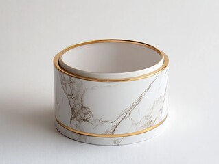 Wall Mural - White marble gold rimmed container studio shot