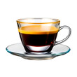 © rnroni - Glass Espresso Cup with Saucer  Modern Clear Design for Hot Coffee & Espresso  Transparent PNG, black, breakfast, healthy, herbal, food, green, nobody, object, closeup, water, teacup, brown