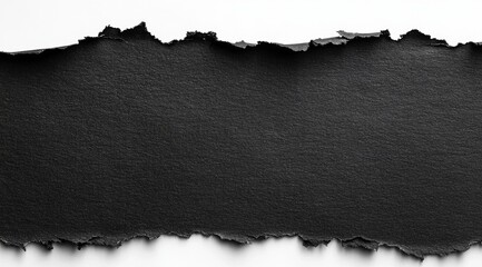 Poster - Torn Black Paper Texture with Rough Edges for Creative Design Projects, Backgrounds, and Textures in Graphic Design and Art Applications