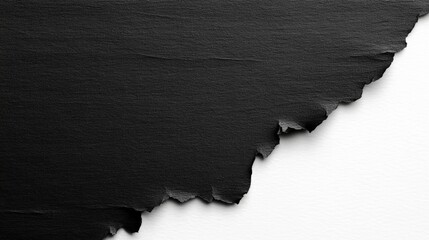 Poster - Black Paper Isolated on White Background with Torn Edge and Texture for Creative Projects and Graphic Design Use