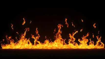 Poster - Dramatic image of a raging fire with intense fiery flames lighting up the dark background  Powerful abstract inferno with glowing embers scorching heat and a sense of chaos and destruction