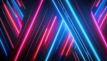 Aufkleber - neon futuristic glowing light patterns forming symmetrical diamond shape with vibrant pink and blue colors on dark background