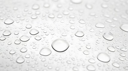 Fototapete - Elegant isolated water drops glistening against a pristine white background capturing the beauty and simplicity of nature s minimalist design