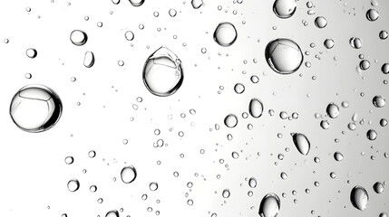 Aufkleber - Elegant transparent water droplets suspended against a clean minimalist and simplified background  The droplets capture the essence of pure fresh and natural liquid beauty in a serene