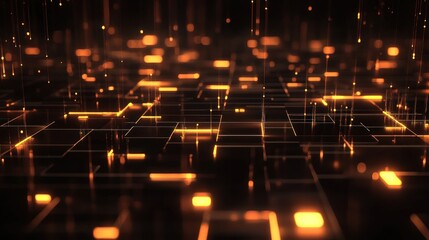 Poster - Abstract Technology Background with Glowing Lines and Data Points