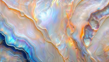 Aufkleber - abstract fluid color patterns with iridescent shades of blue, orange, and pink creating smooth, wavy texture for design