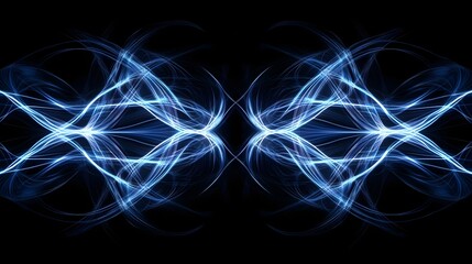 Leinwandbilder - Glowing Blue Abstract Swirling Light Waves Energy Fractal Patterns Futuristic Technology Visualization  Dynamic electric luminous energy field with ethereal cosmic and radiant effects