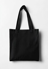 Wall Mural - Black tote bag studio shot, mockup, white background