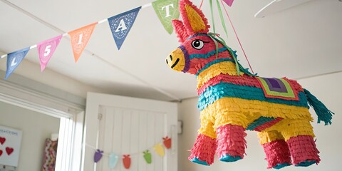 Aufkleber - A piñata is hanging from the ceiling