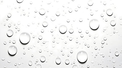 Aufkleber - Isolated clear and transparent water droplets captured against a simple clean and minimalist white background  The droplets create beautiful reflections refractions and fluid patterns