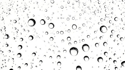 Poster - Isolated crystal clear water droplets suspended against a minimalist white background forming a captivating abstract composition with intricate details and dynamic movement