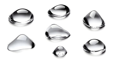 Leinwandbilder - Isolated glistening water droplets against a pristine white background showcasing their natural beauty purity and elegant simplicity