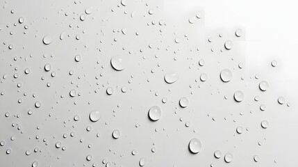 Poster - Isolated transparent water droplets against a stark white background showcasing the natural beauty and simplicity of water in its purest form