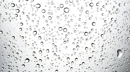 Fototapete - Isolated transparent water droplets floating and suspended against a clean minimalist background  The droplets capture the light beautifully creating a serene and captivating visual