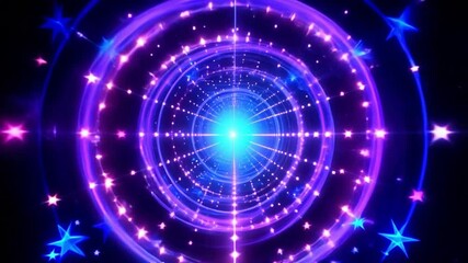 Poster - Vibrant neon space with swirling time warp and glowing stars creates dynamic sense of speed and wonder in cosmos.