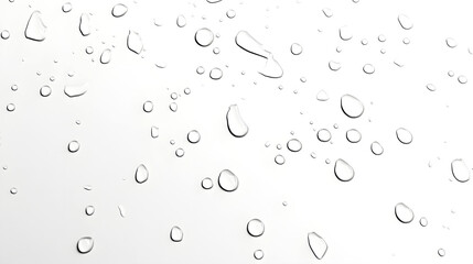 Poster - Isolated Transparent Water Droplets Suspended Against a Plain White Background with a Minimalist and Elegant Design