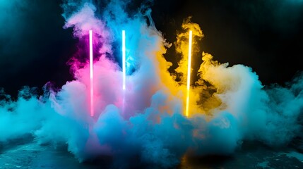 Aufkleber - Magnificent fireworks explosion lighting up the vibrant night sky with captivating colorful sparks smoke and dynamic energy creating a visually stunning and display for a celebratory event or holiday