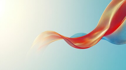 Poster - colorful abstract wavy lines flowing on a light blue gradient background