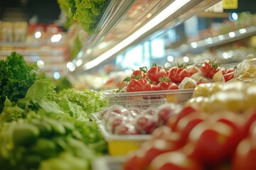 Poster - Fresh produce displayed in supermarket.