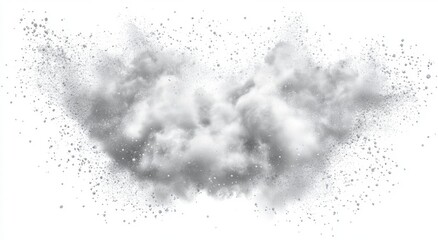 Poster - Isolated White Powder Splash on a Clean White Background Creating a Visual Effect of Motion and Texture in Photography for Creative Use