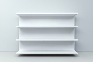 white isolated empty 3D rendering showcase background podium racked display shop blank store market shelf supermarket retail rack equipment shelving.