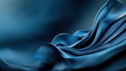 Poster - Flowing blue fabric waves abstract textiles digital art soft environment close-up view elegance and motion concept