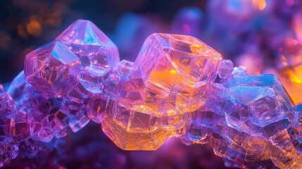 Poster - Vibrant and Colorful Crystals Forming Intricate Patterns with a Stunning Mix of Purple, Pink, and Blue Tones in an Abstract Close-Up Exploration of Natural Beauty