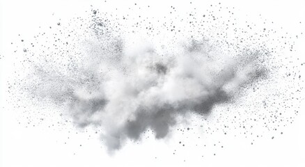 Poster - White Powder Splash Isolated on White Background for Design and Creative Projects in Professional Stock Photography