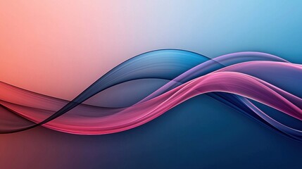 Poster - Flowing waves in gradient colors abstract art digital design modern aesthetic horizontal view visual harmony
