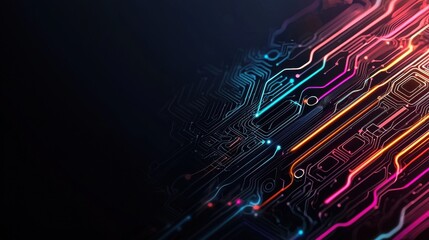 Poster - Innovative technology circuit design digital space abstract art dark environment close-up view futuristic concept