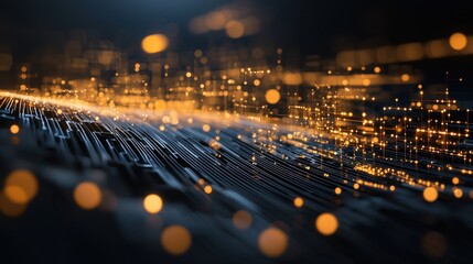 Poster - Dynamic data flow visualization digital environment abstract art futuristic space close-up viewpoint technology concept