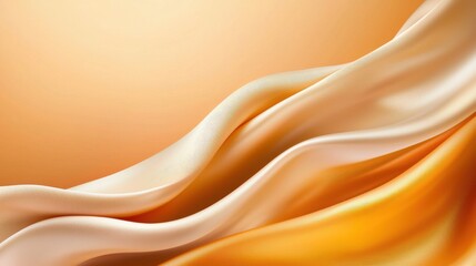 Poster - Flowing silk fabric in warm tones studio abstract art soft lighting close-up elegant aesthetics