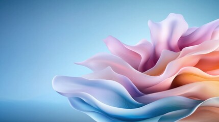 Aufkleber - Flowing petals serene abstract floral design soft blue background digital art tranquil atmosphere close-up perspective