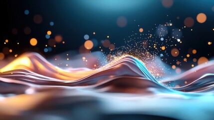 Aufkleber - Dynamic waves light and color abstract digital art studio environment vibrant viewpoint visual concept for creative exploration