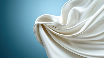 Poster - Flowing white fabric abstract art digital design calm environment close-up view elegance and motion