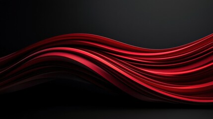 Poster - Dynamic flowing red waves abstract art digital design minimalist environment close-up view visual aesthetics