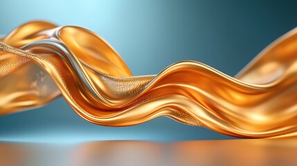 Poster - Flowing golden fabric texture studio environment abstract art vibrant colors close-up view creativity and design