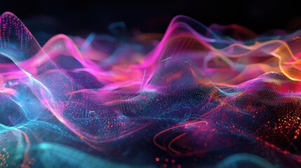 Aufkleber - Dynamic color waves abstract digital art virtual space vibrant environment close-up view visual concept for creative inspiration