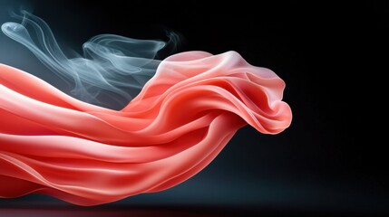 Poster - Fluid motion capture ethereal fabric in dark studio setting abstract art representation high contrast environment dynamic viewpoint