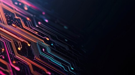 Poster - Innovative circuit board design in digital realm abstract art technology dark environment close-up view conceptual visualization