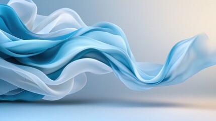 Poster - Flowing blue waves abstract art digital creation serene environment close-up viewpoint motion concept for serenity