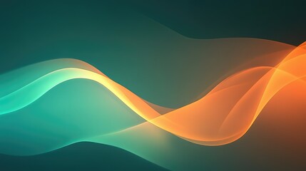 Poster - Abstract Wave Patterns in Vibrant Orange and Teal Colors - Smooth Flowing Design for Backgrounds and Textures with Fluid Motifs