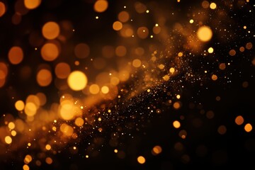 Poster - Abstract golden bokeh lights on black background.