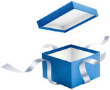 Open gift box with ribbon