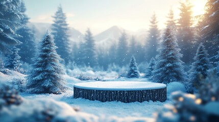 Canvas Print - Winter Wonderland Snowy Forest Display Platform