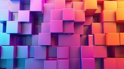 Fototapete - 3d rendering of abstract background with multicolored cubes in perspective