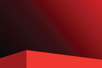 Wall Mural - the corner of the red table with light shining down, blank red product studio background, stage, pod